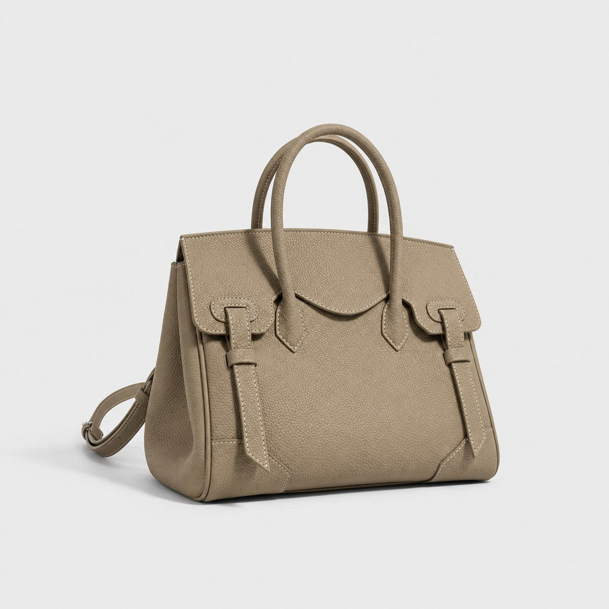 VALENORA Brittany handbag in glacier gray genuine leather with a structured tote design and clean minimalist lines