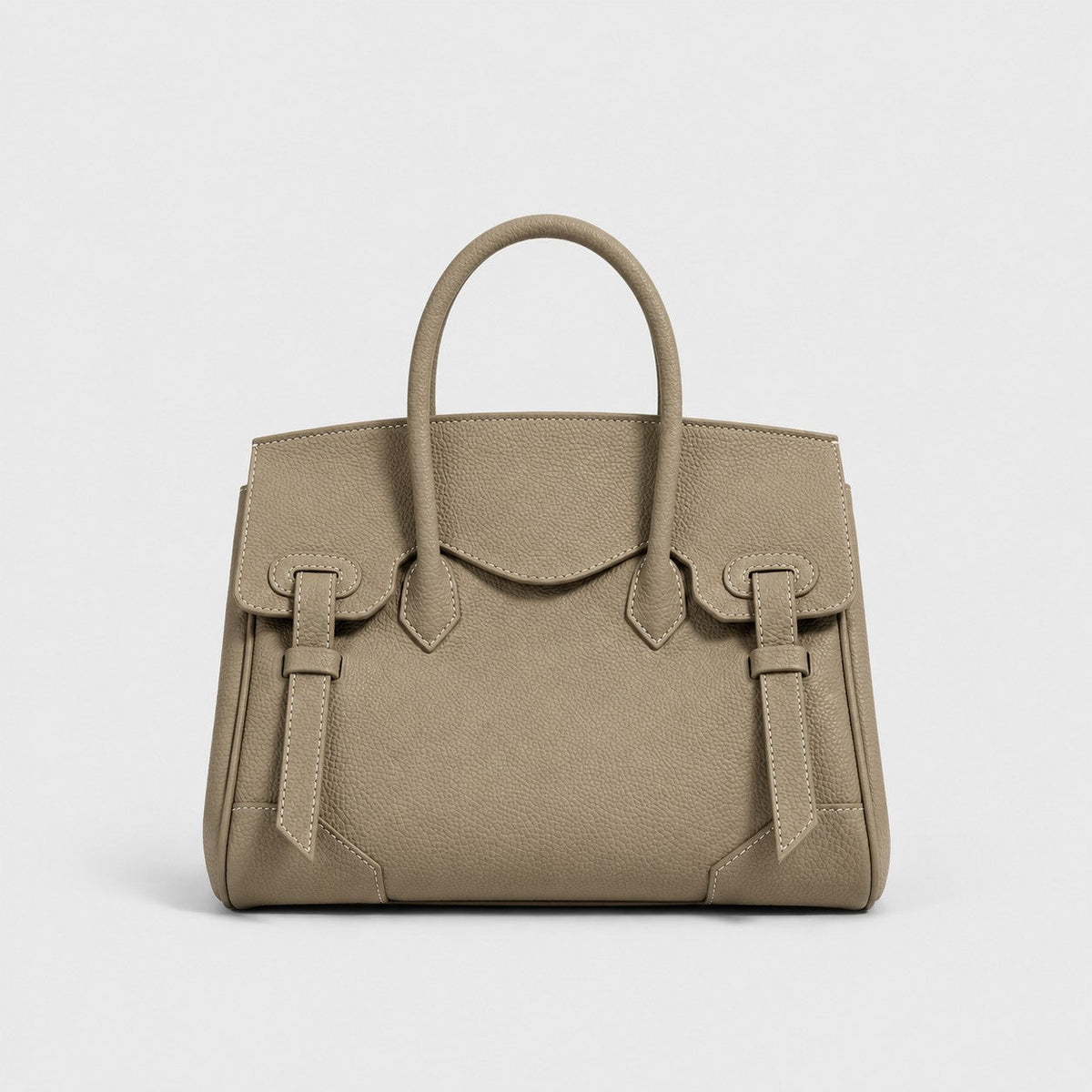 VALENORA Brittany handbag in glacier gray full-grain leather with a structured tote design and minimalist aesthetic.