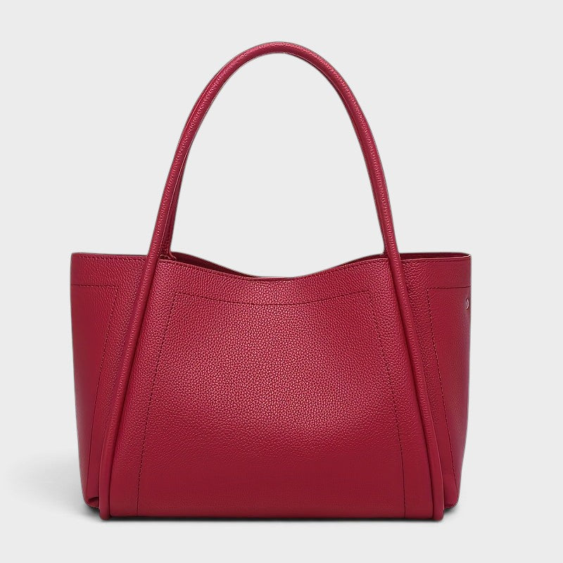 VALENORA Kate structured tote bag in deep pink vegan leather with dual top handles and a smooth finish