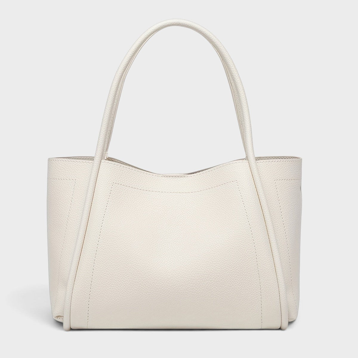 VALENORA Kate white vegan leather tote bag with a structured silhouette and dual top handles.