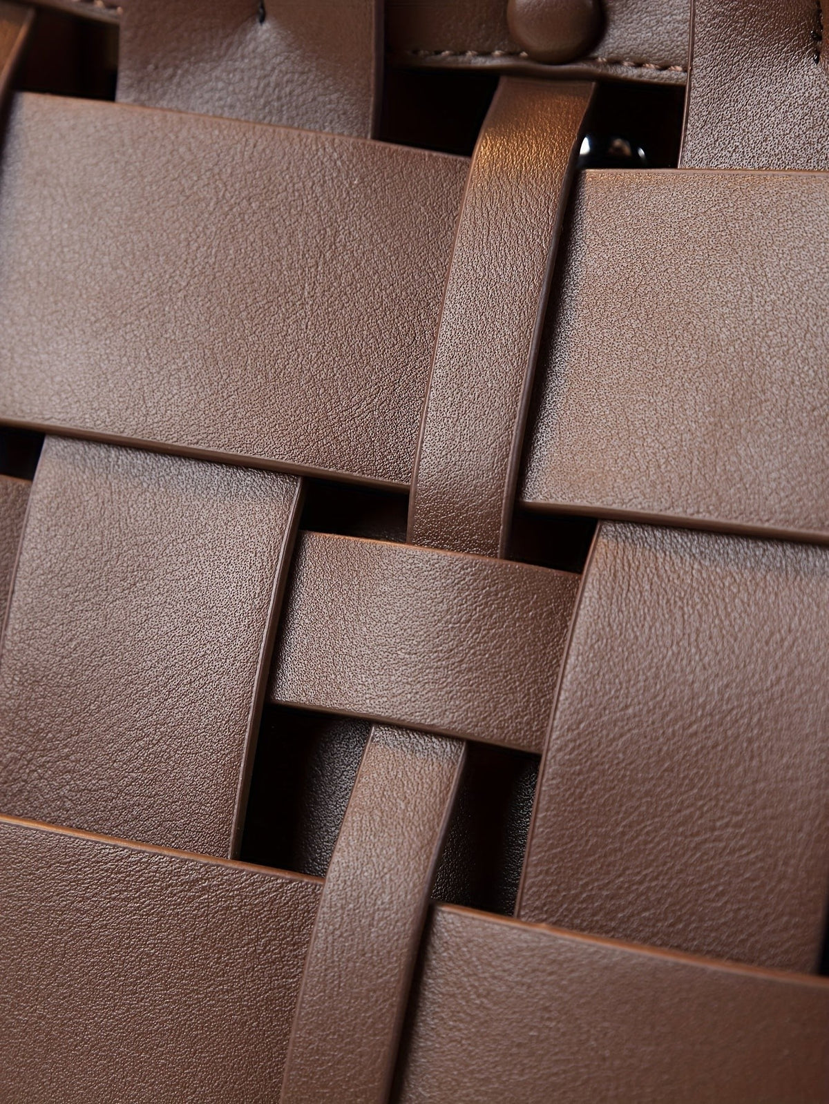VALENORA Verona coffee brown genuine leather tote bag with a detailed woven texture and smooth edge paint finish